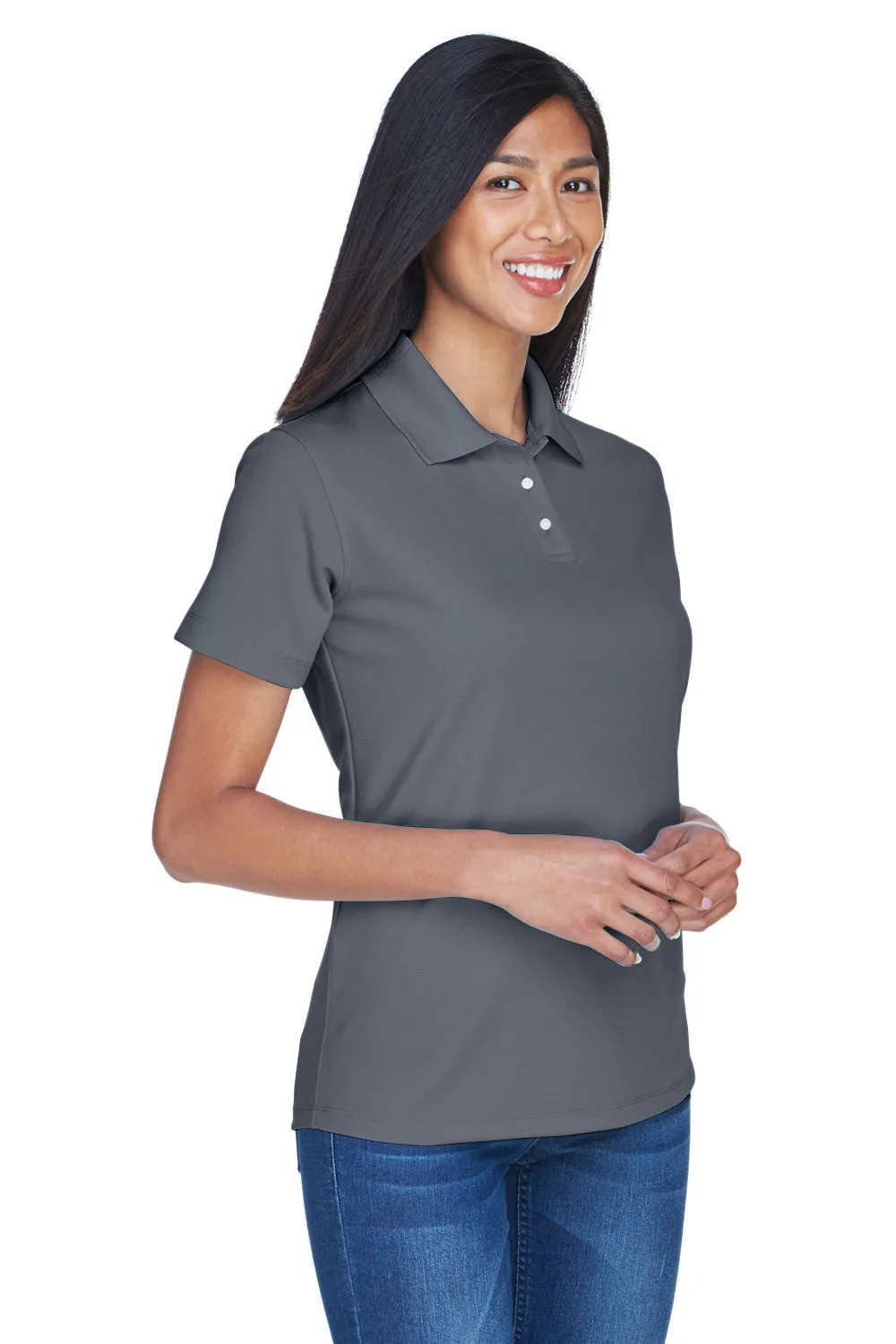UltraClub Womens Cool & Dry Performance Moisture Wicking Short Sleeve Polo Shirt - Charcoal Grey