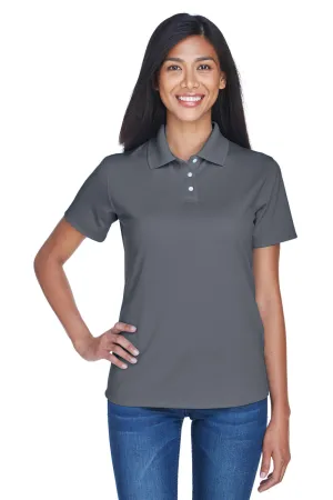 UltraClub Womens Cool & Dry Performance Moisture Wicking Short Sleeve Polo Shirt - Charcoal Grey