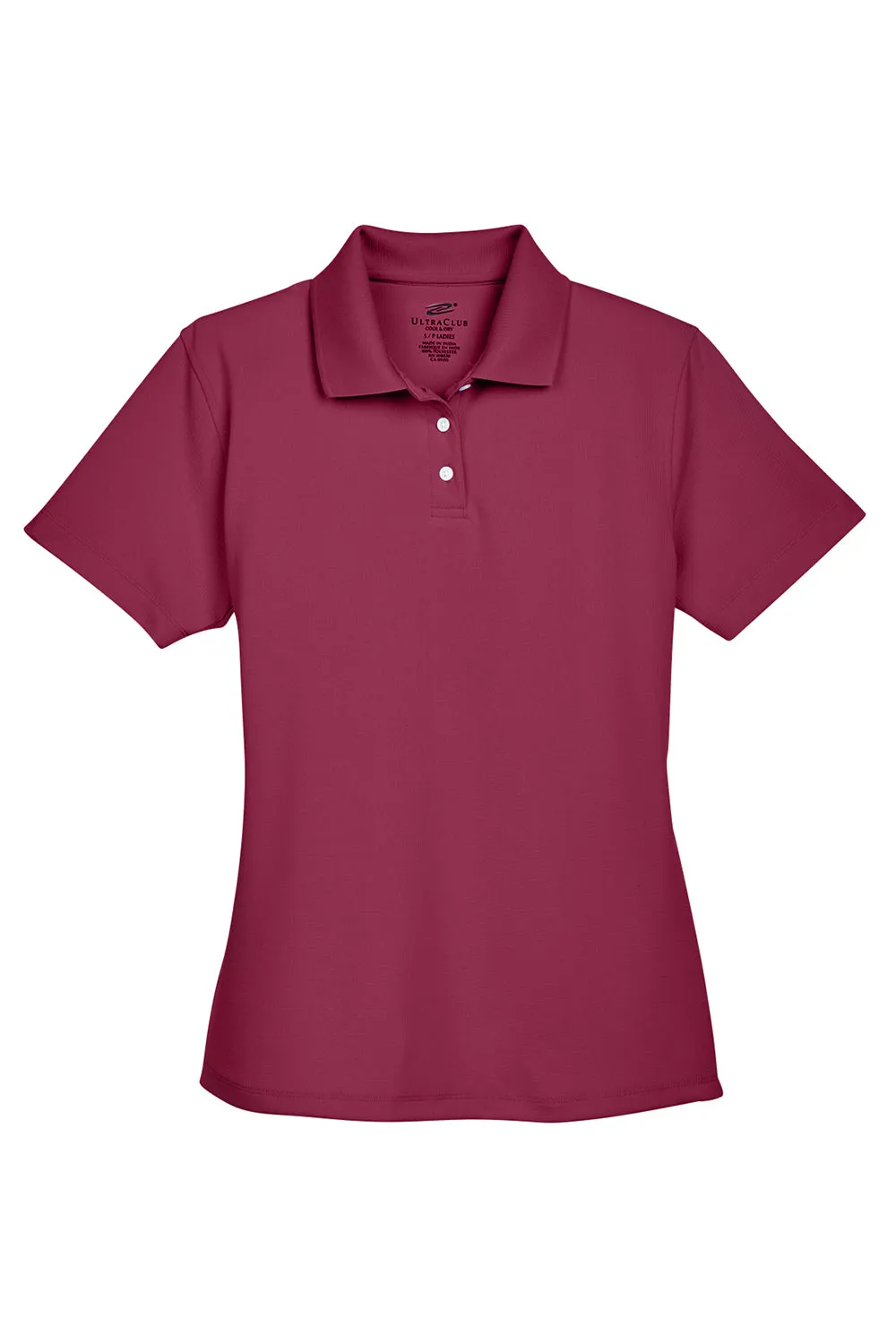 UltraClub Womens Cool & Dry Performance Moisture Wicking Short Sleeve Polo Shirt - Maroon