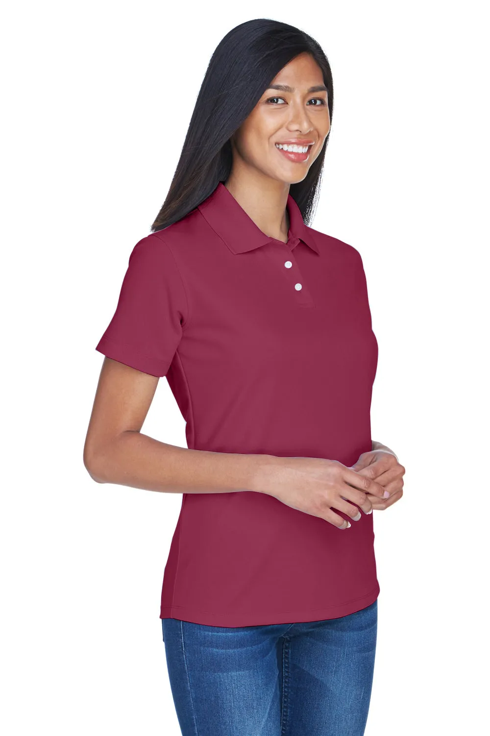 UltraClub Womens Cool & Dry Performance Moisture Wicking Short Sleeve Polo Shirt - Maroon