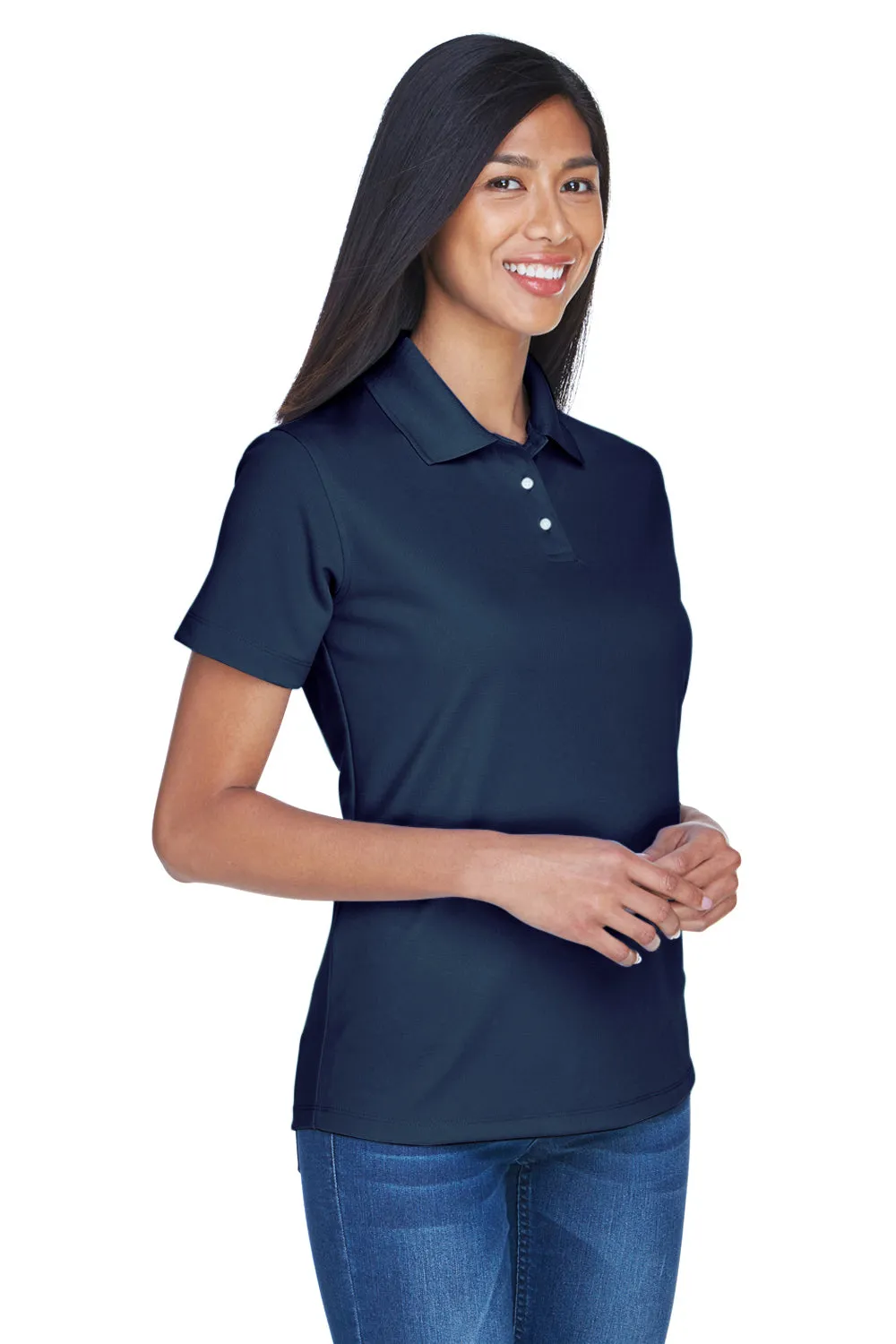 UltraClub Womens Cool & Dry Performance Moisture Wicking Short Sleeve Polo Shirt - Navy Blue