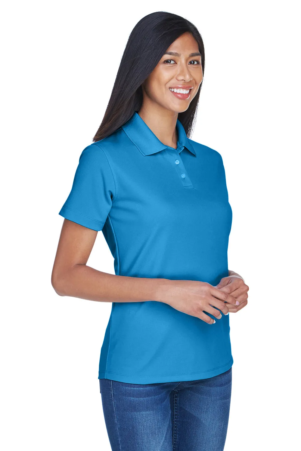 UltraClub Womens Cool & Dry Performance Moisture Wicking Short Sleeve Polo Shirt - Pacific Blue