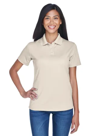 UltraClub Womens Cool & Dry Performance Moisture Wicking Short Sleeve Polo Shirt - Stone
