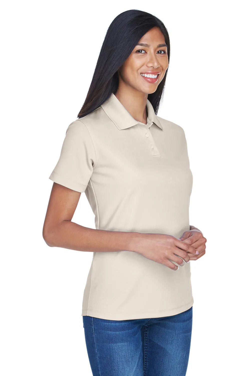 UltraClub Womens Cool & Dry Performance Moisture Wicking Short Sleeve Polo Shirt - Stone