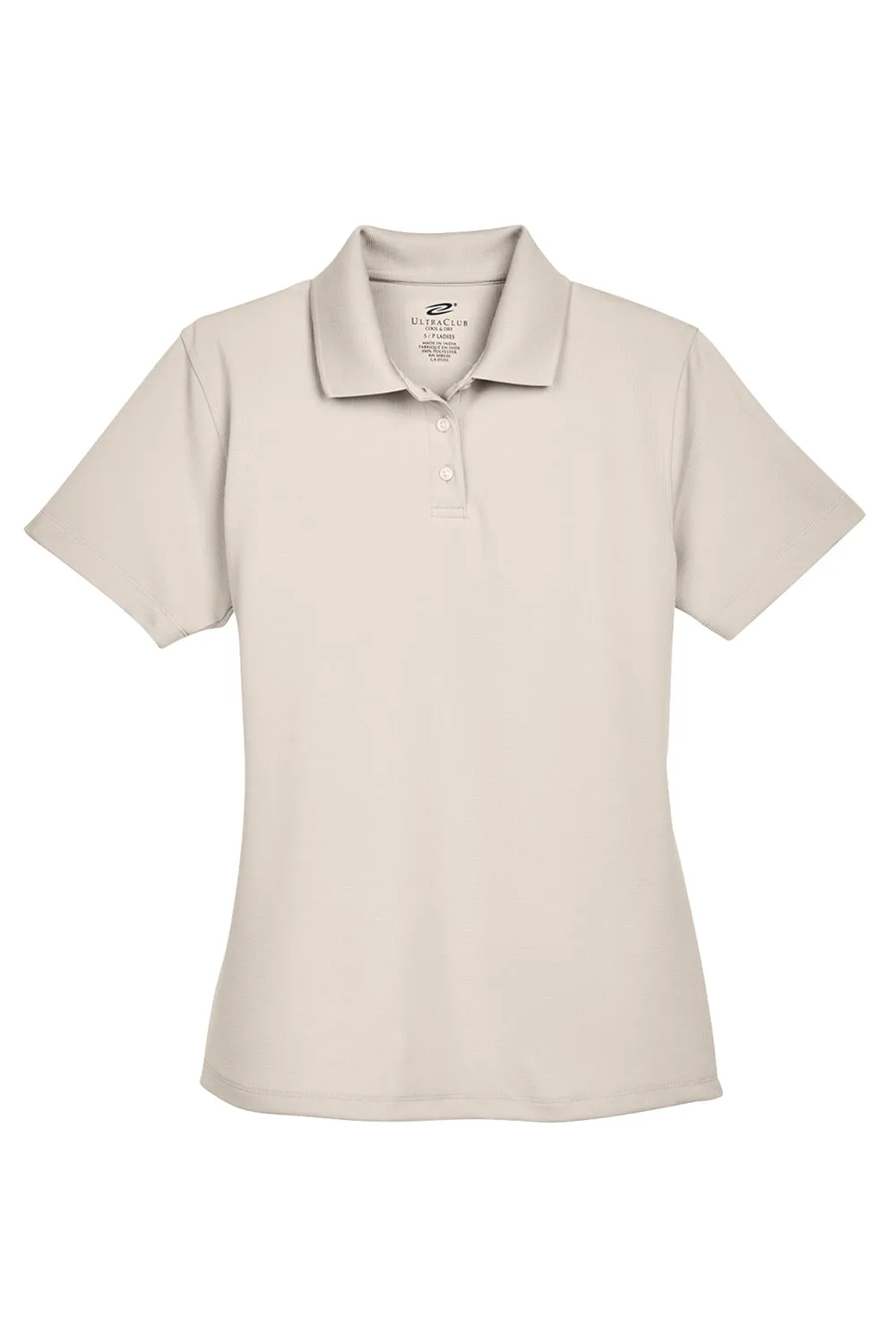 UltraClub Womens Cool & Dry Performance Moisture Wicking Short Sleeve Polo Shirt - Stone
