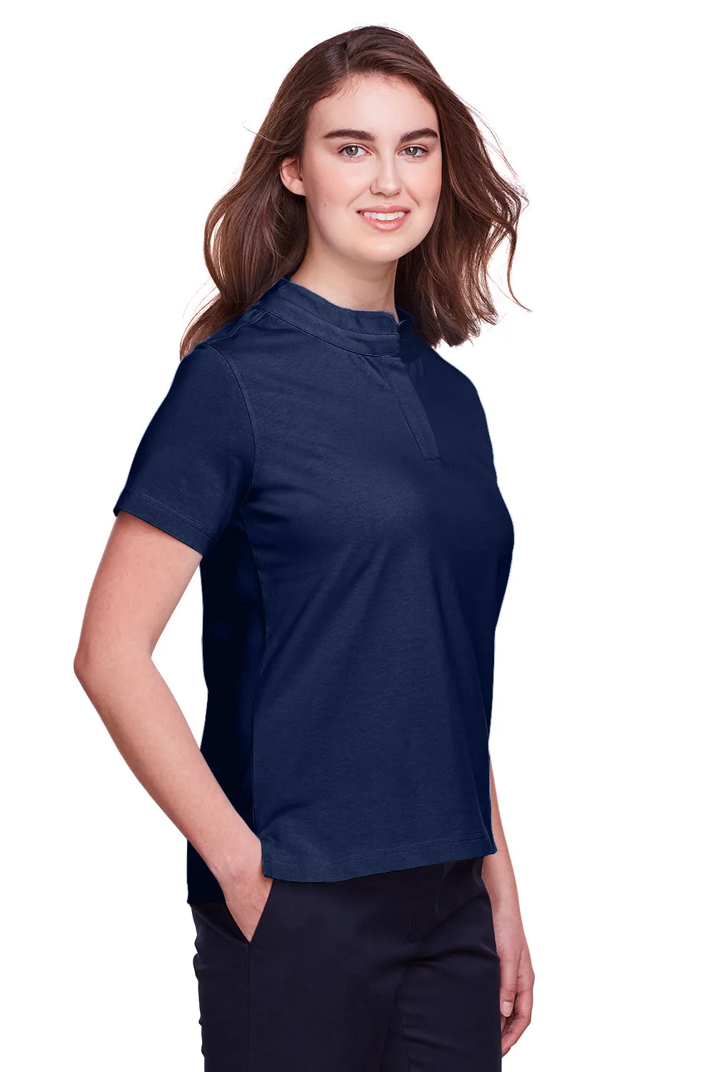 UltraClub Womens Lakeshore Performance Moisture Wicking Short Sleeve Polo Shirt - Navy Blue