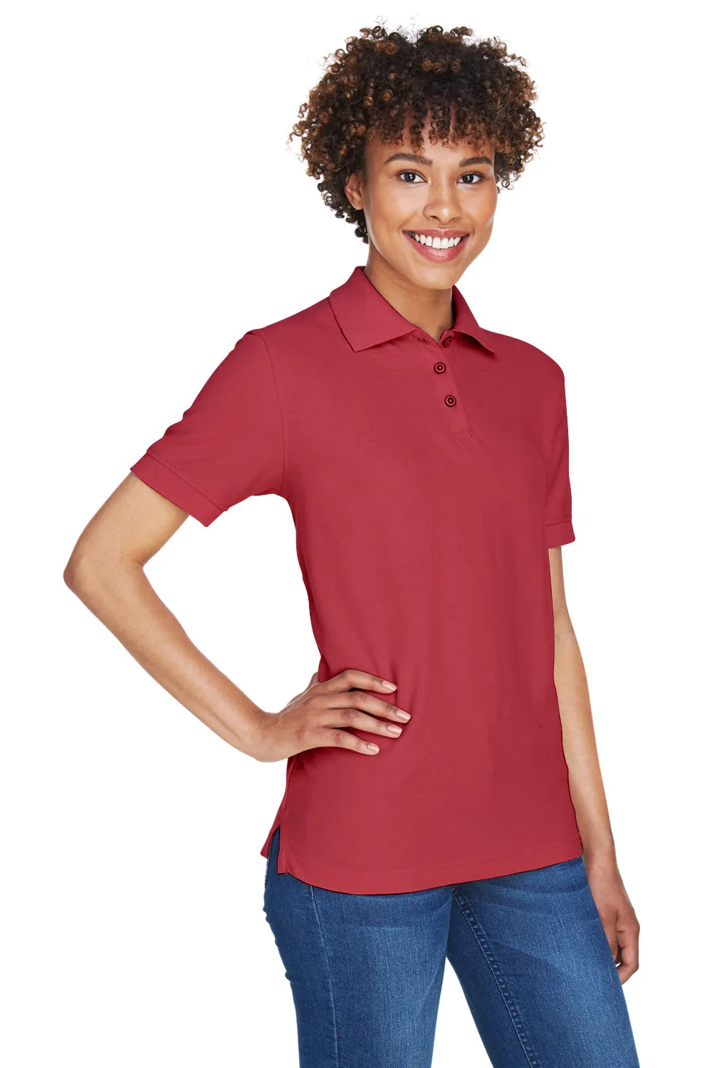 UltraClub Womens Whisper Short Sleeve Polo Shirt - Cardinal Red - Closeout