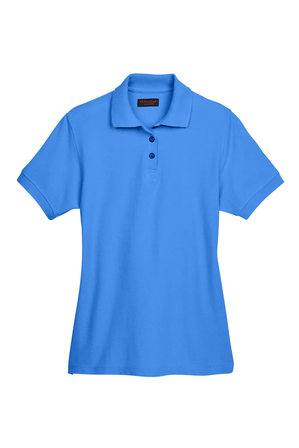 UltraClub Womens Whisper Short Sleeve Polo Shirt - French Blue - Closeout