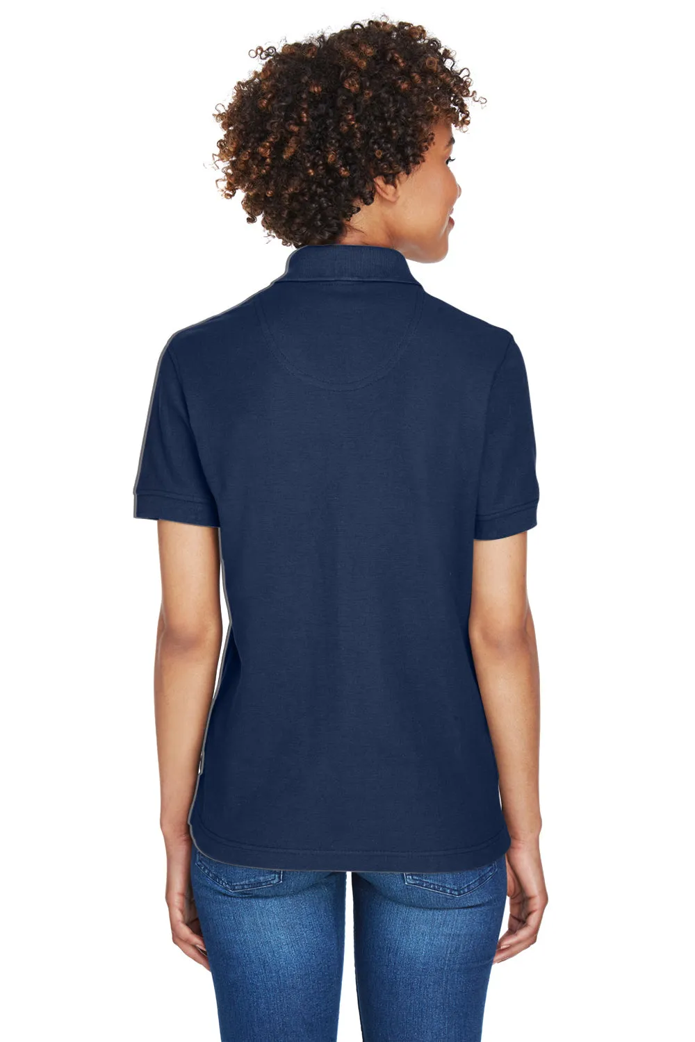 UltraClub Womens Whisper Short Sleeve Polo Shirt - Navy Blue - Closeout