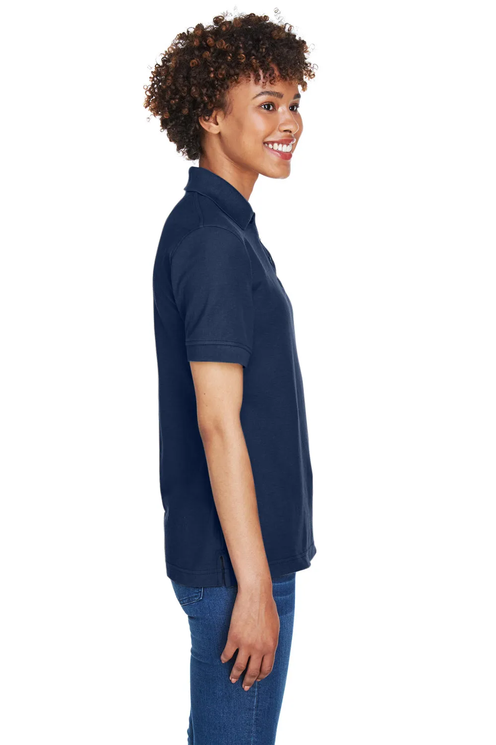 UltraClub Womens Whisper Short Sleeve Polo Shirt - Navy Blue - Closeout