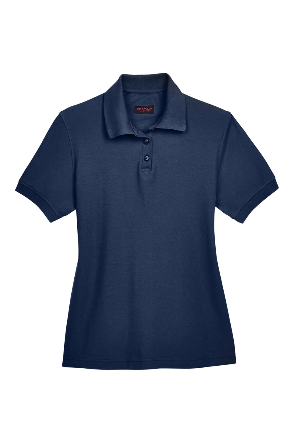 UltraClub Womens Whisper Short Sleeve Polo Shirt - Navy Blue - Closeout