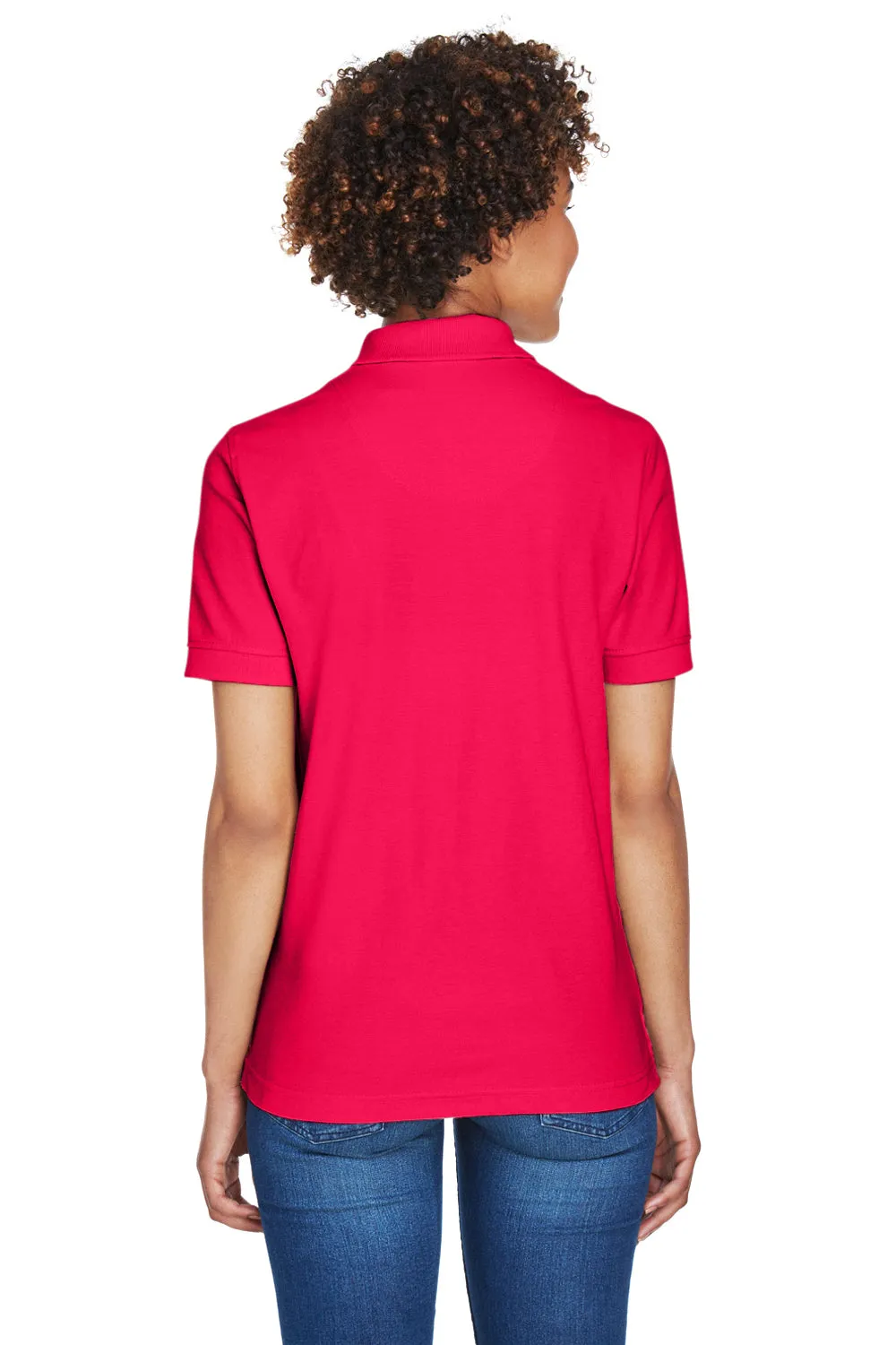 UltraClub Womens Whisper Short Sleeve Polo Shirt - Red - Closeout