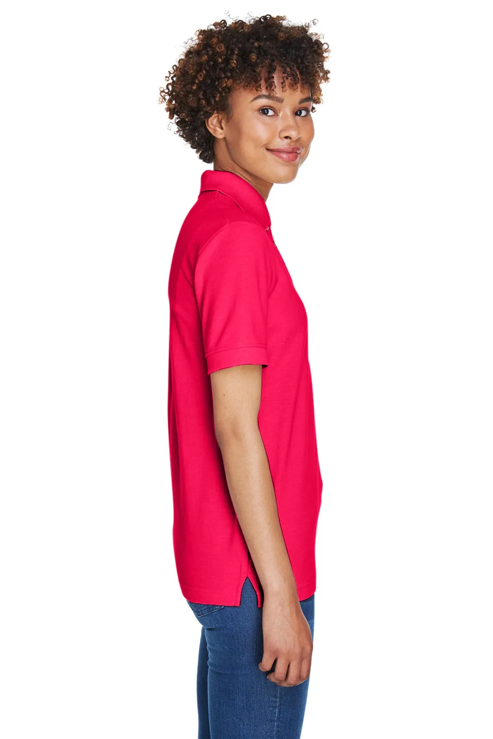 UltraClub Womens Whisper Short Sleeve Polo Shirt - Red - Closeout