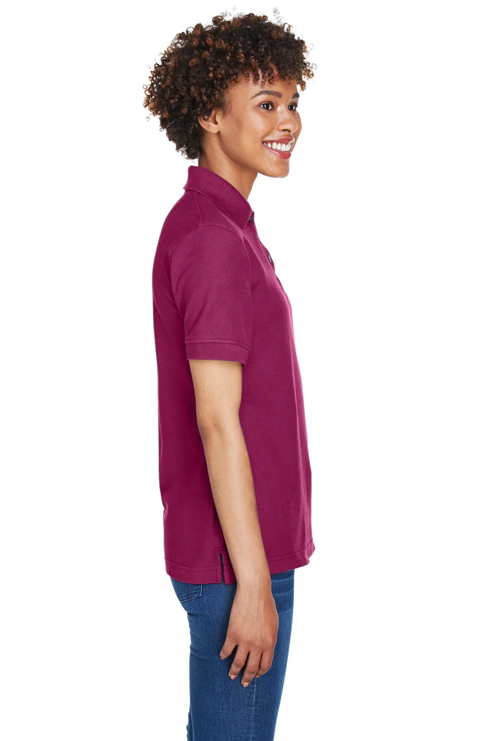 UltraClub Womens Whisper Short Sleeve Polo Shirt - Wine - Closeout