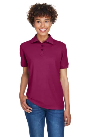 UltraClub Womens Whisper Short Sleeve Polo Shirt - Wine - Closeout