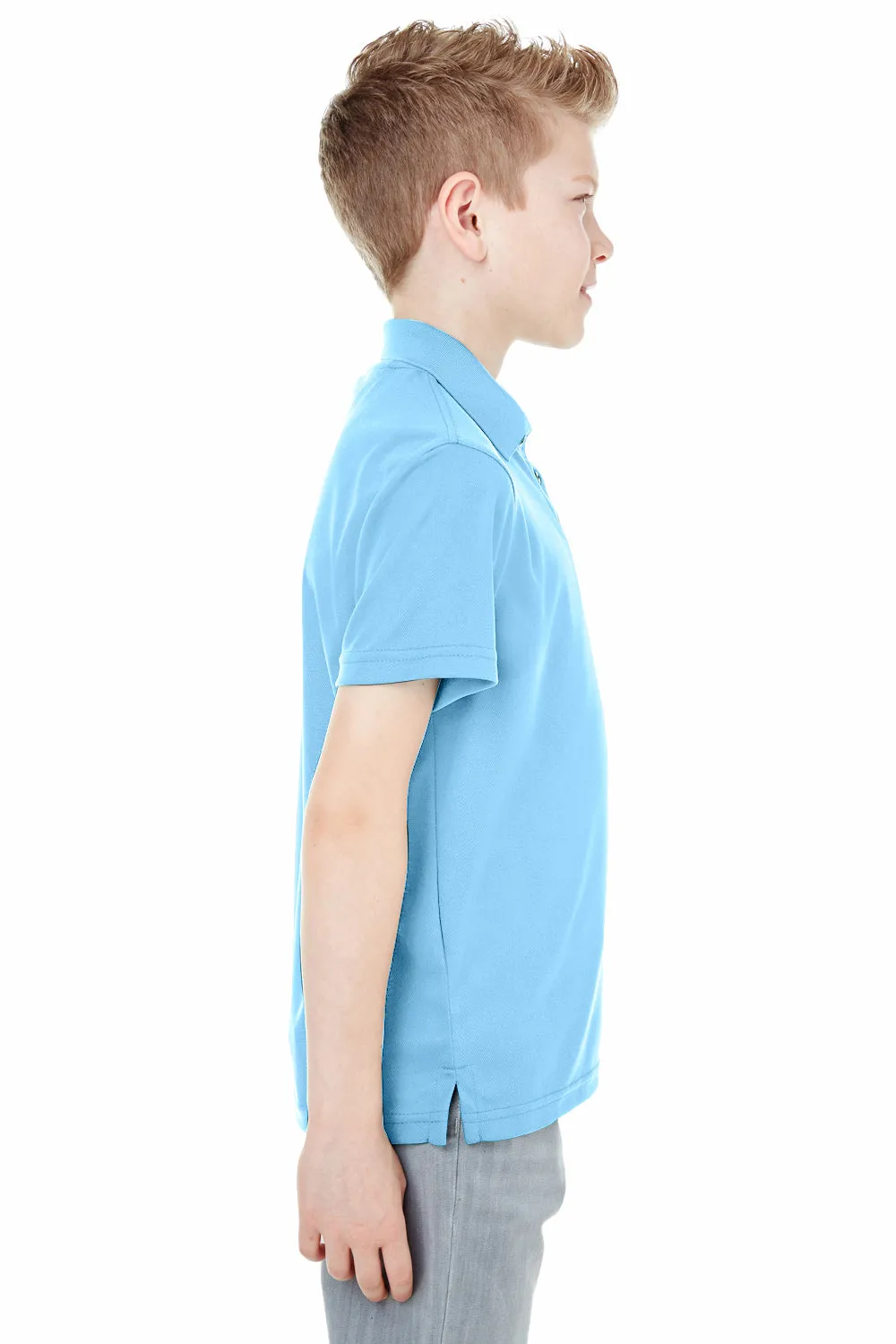 UltraClub Youth Cool & Dry Moisture Wicking Short Sleeve Polo Shirt - Columbia Blue