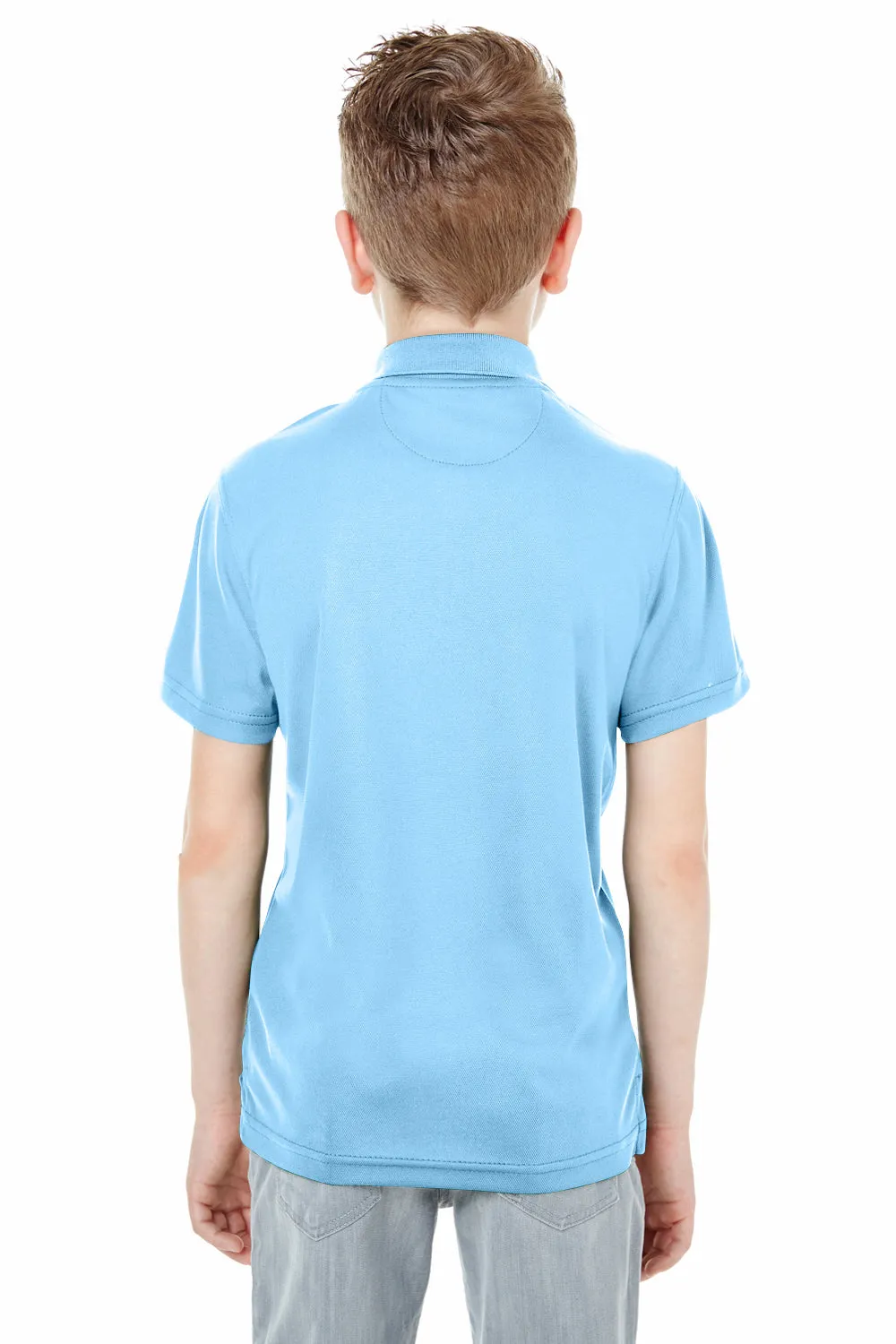 UltraClub Youth Cool & Dry Moisture Wicking Short Sleeve Polo Shirt - Columbia Blue
