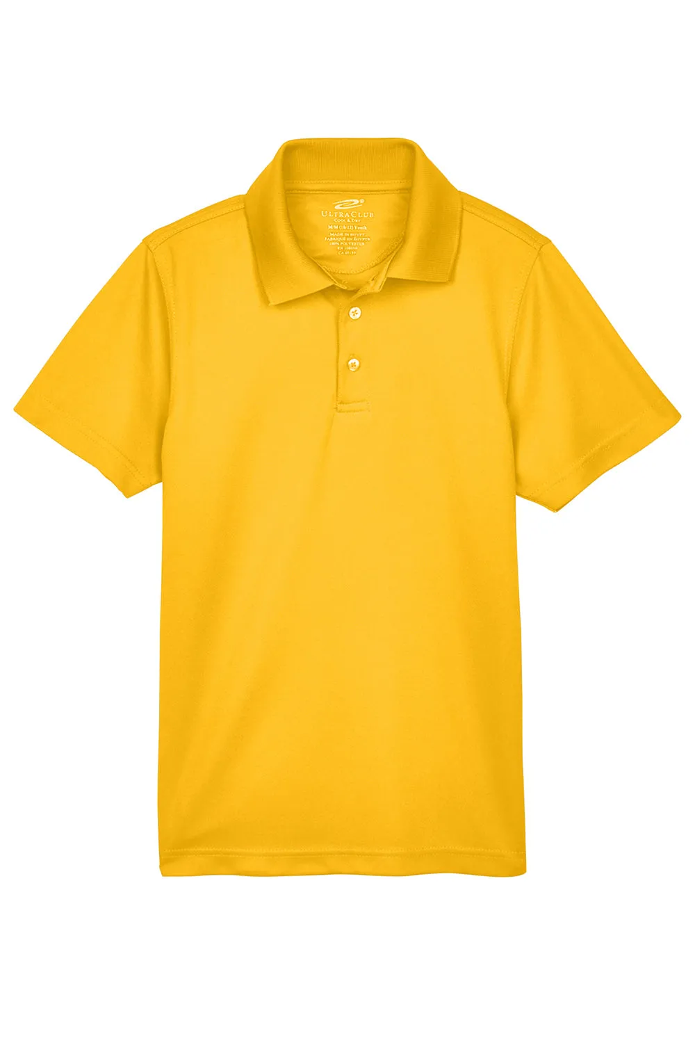 UltraClub Youth Cool & Dry Moisture Wicking Short Sleeve Polo Shirt - Gold