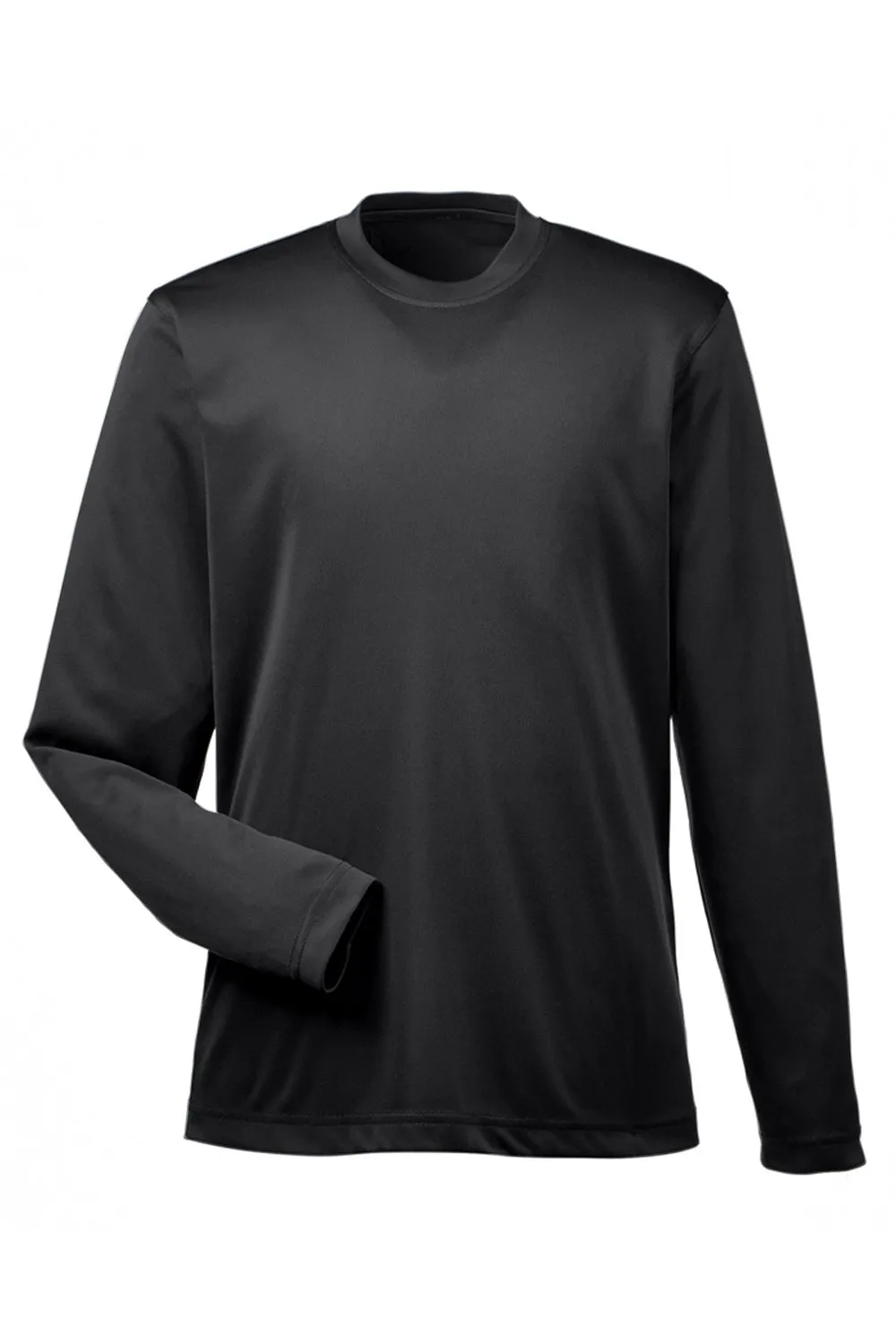 UltraClub Youth Cool & Dry Performance Moisture Wicking Long Sleeve Crewneck T-Shirt - Black