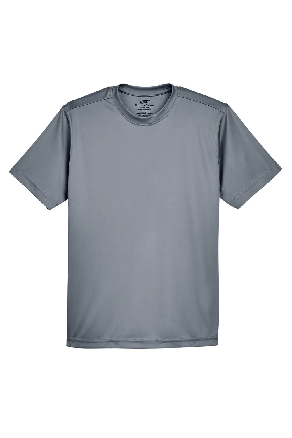 UltraClub Youth Cool & Dry Performance Moisture Wicking Short Sleeve Crewneck T-Shirt - Charcoal Grey