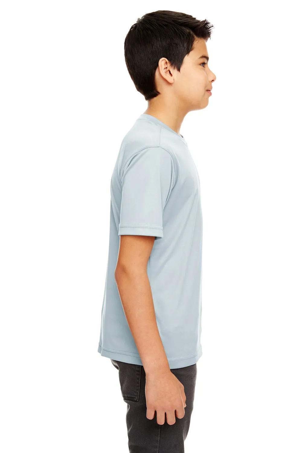 UltraClub Youth Cool & Dry Performance Moisture Wicking Short Sleeve Crewneck T-Shirt - Grey