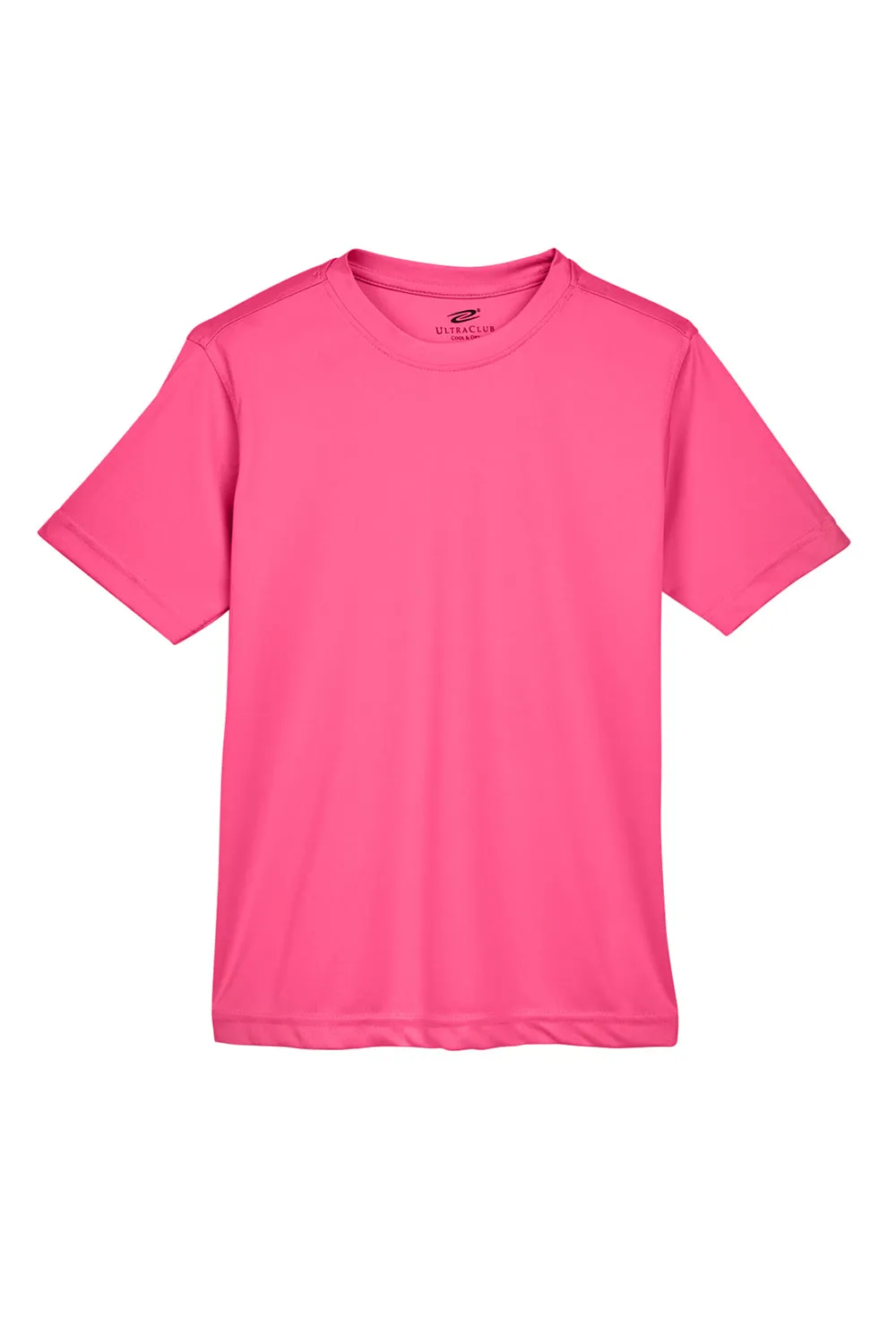 UltraClub Youth Cool & Dry Performance Moisture Wicking Short Sleeve Crewneck T-Shirt - Heliconia Pink