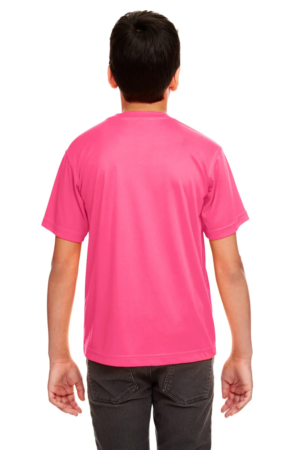 UltraClub Youth Cool & Dry Performance Moisture Wicking Short Sleeve Crewneck T-Shirt - Heliconia Pink