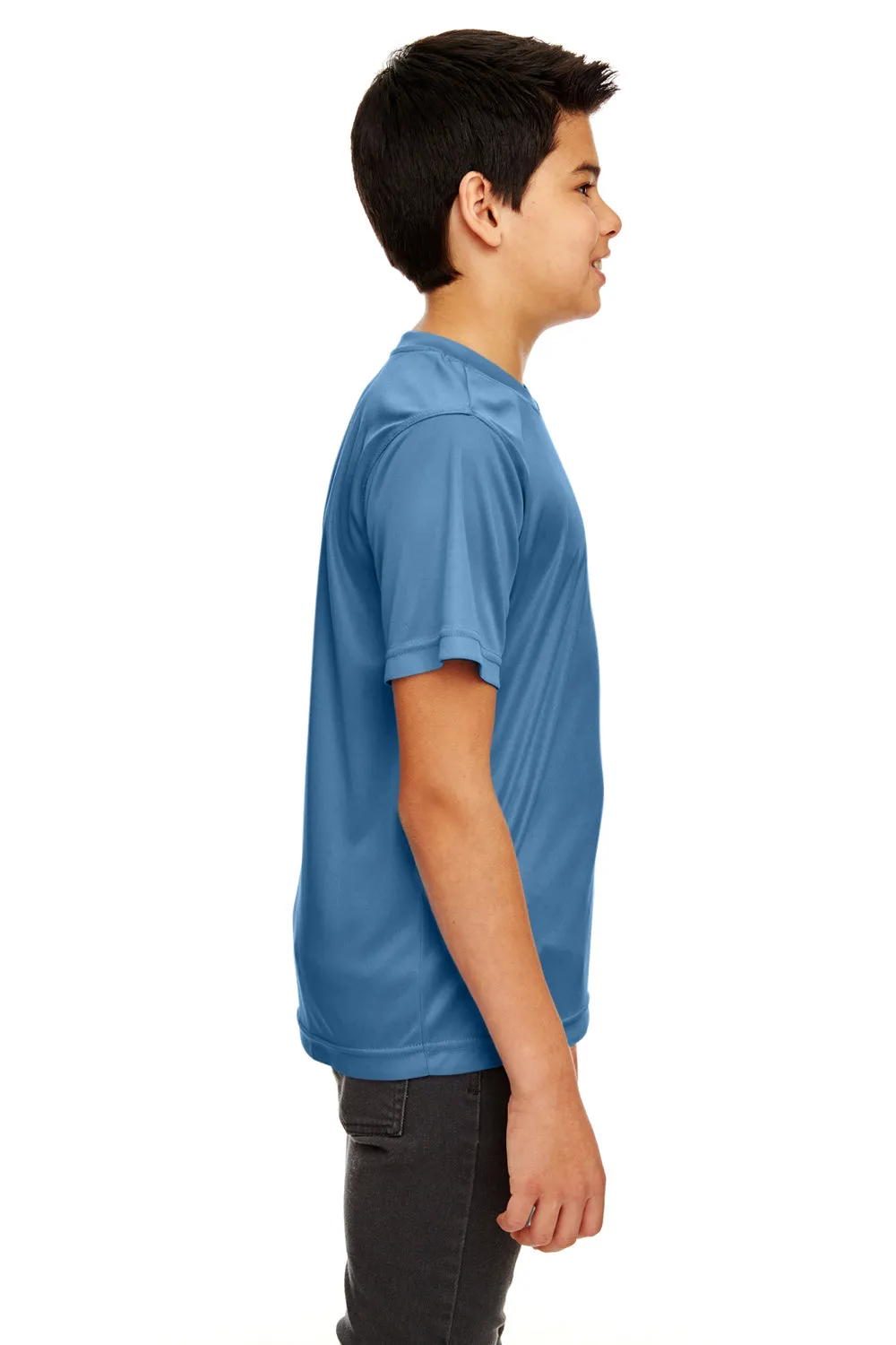UltraClub Youth Cool & Dry Performance Moisture Wicking Short Sleeve Crewneck T-Shirt - Indigo Blue