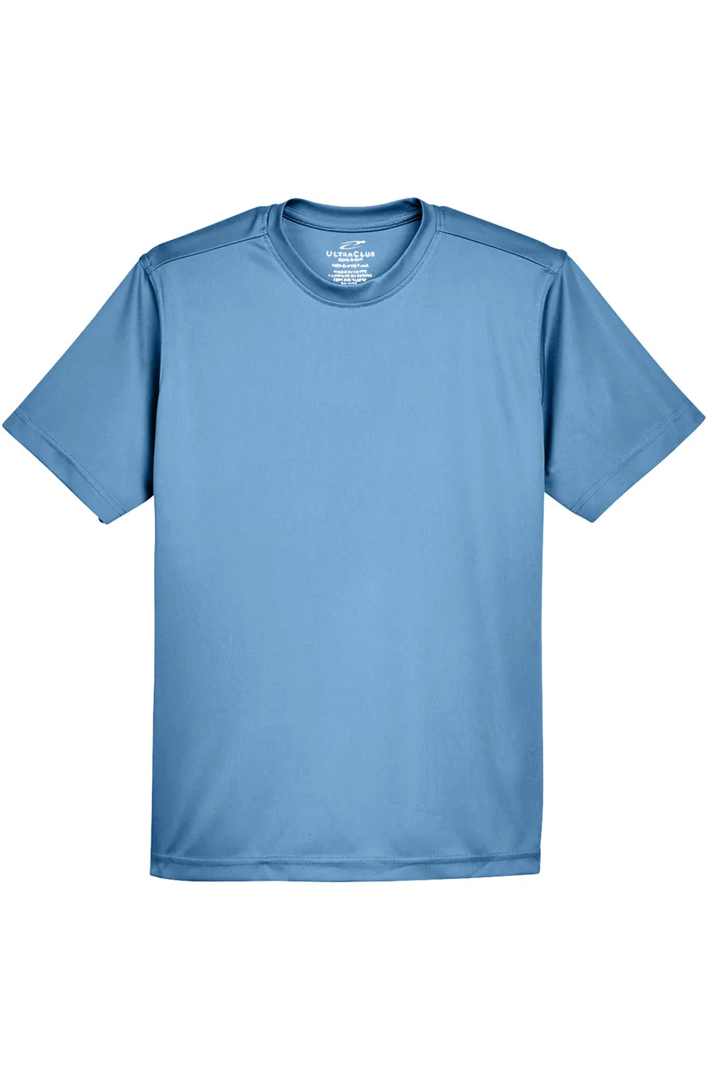UltraClub Youth Cool & Dry Performance Moisture Wicking Short Sleeve Crewneck T-Shirt - Indigo Blue