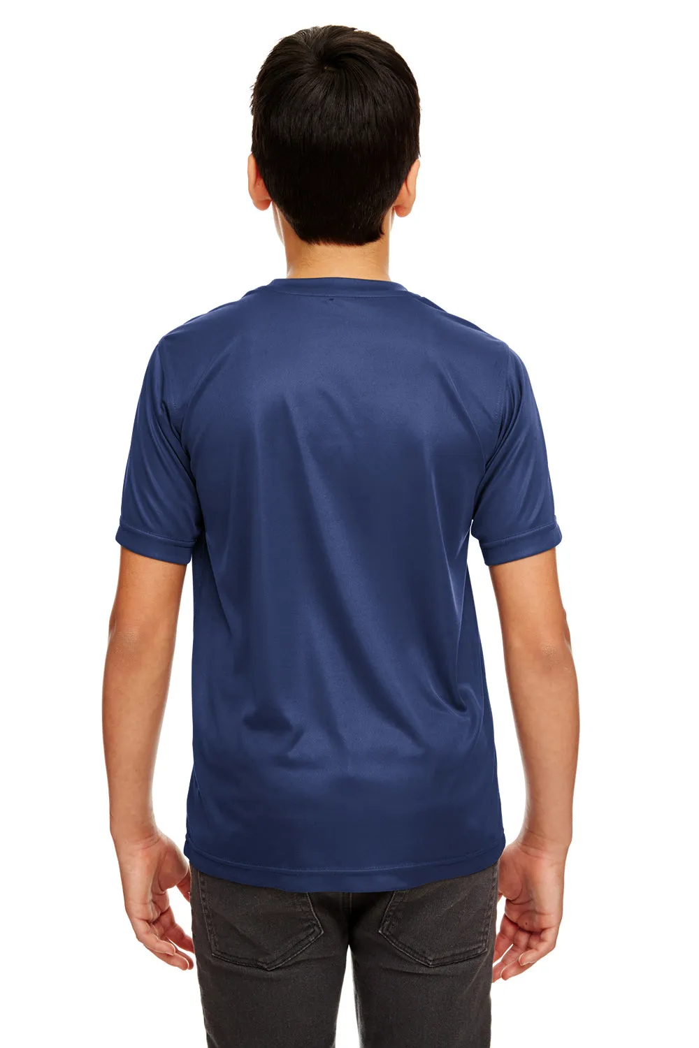 UltraClub Youth Cool & Dry Performance Moisture Wicking Short Sleeve Crewneck T-Shirt - Navy Blue