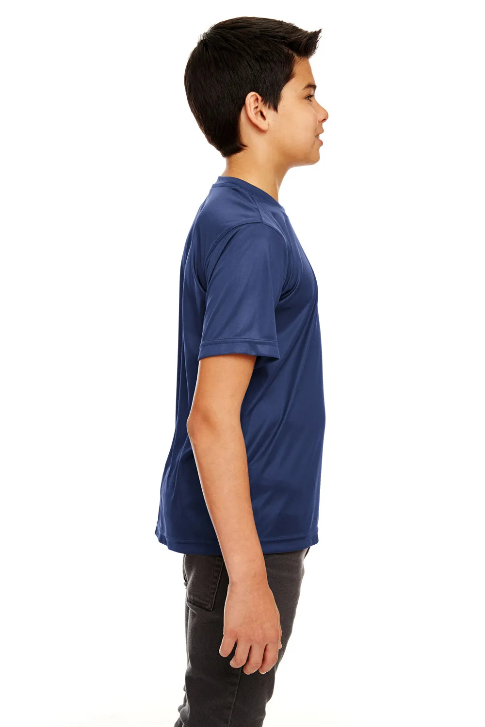 UltraClub Youth Cool & Dry Performance Moisture Wicking Short Sleeve Crewneck T-Shirt - Navy Blue
