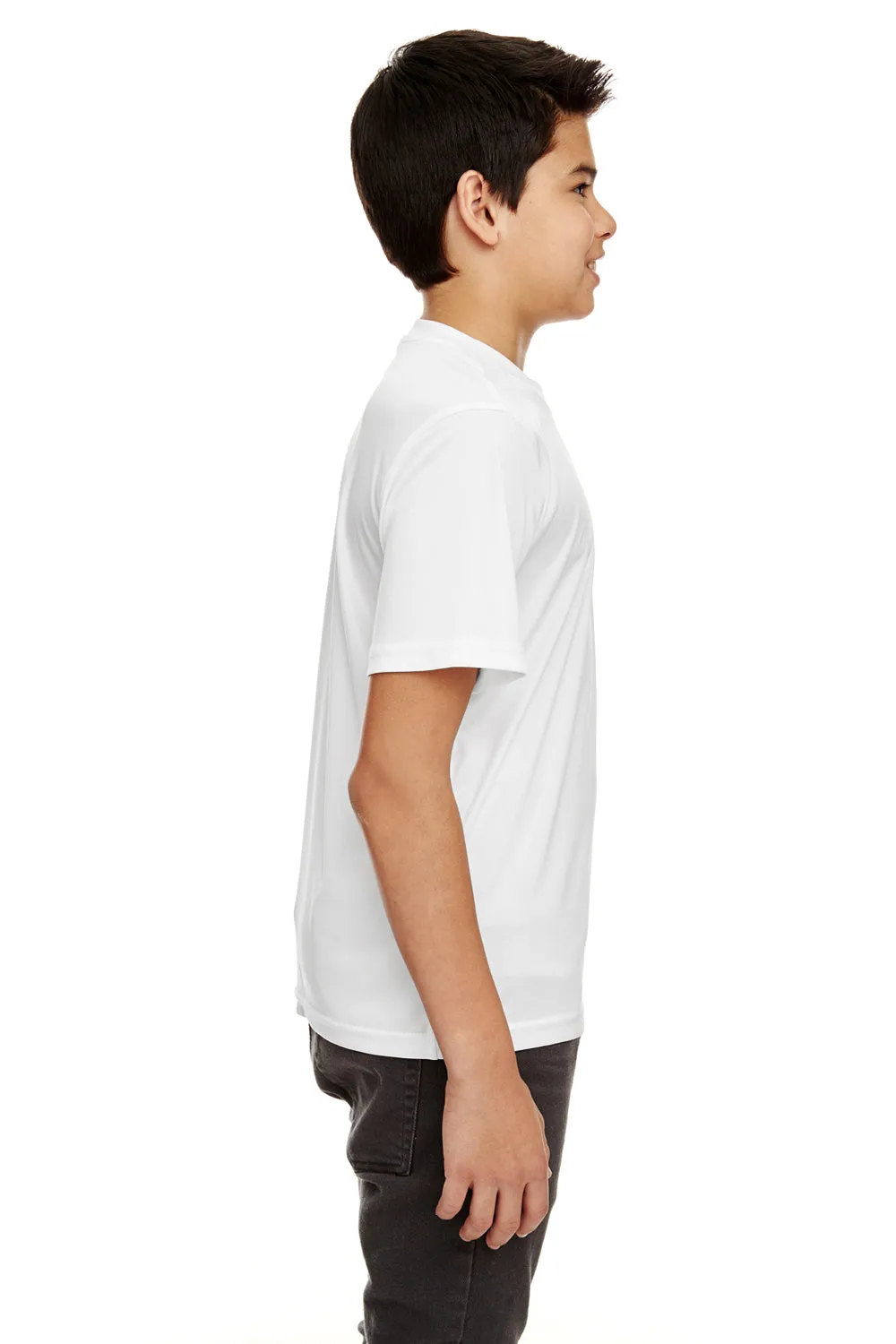 UltraClub Youth Cool & Dry Performance Moisture Wicking Short Sleeve Crewneck T-Shirt - White