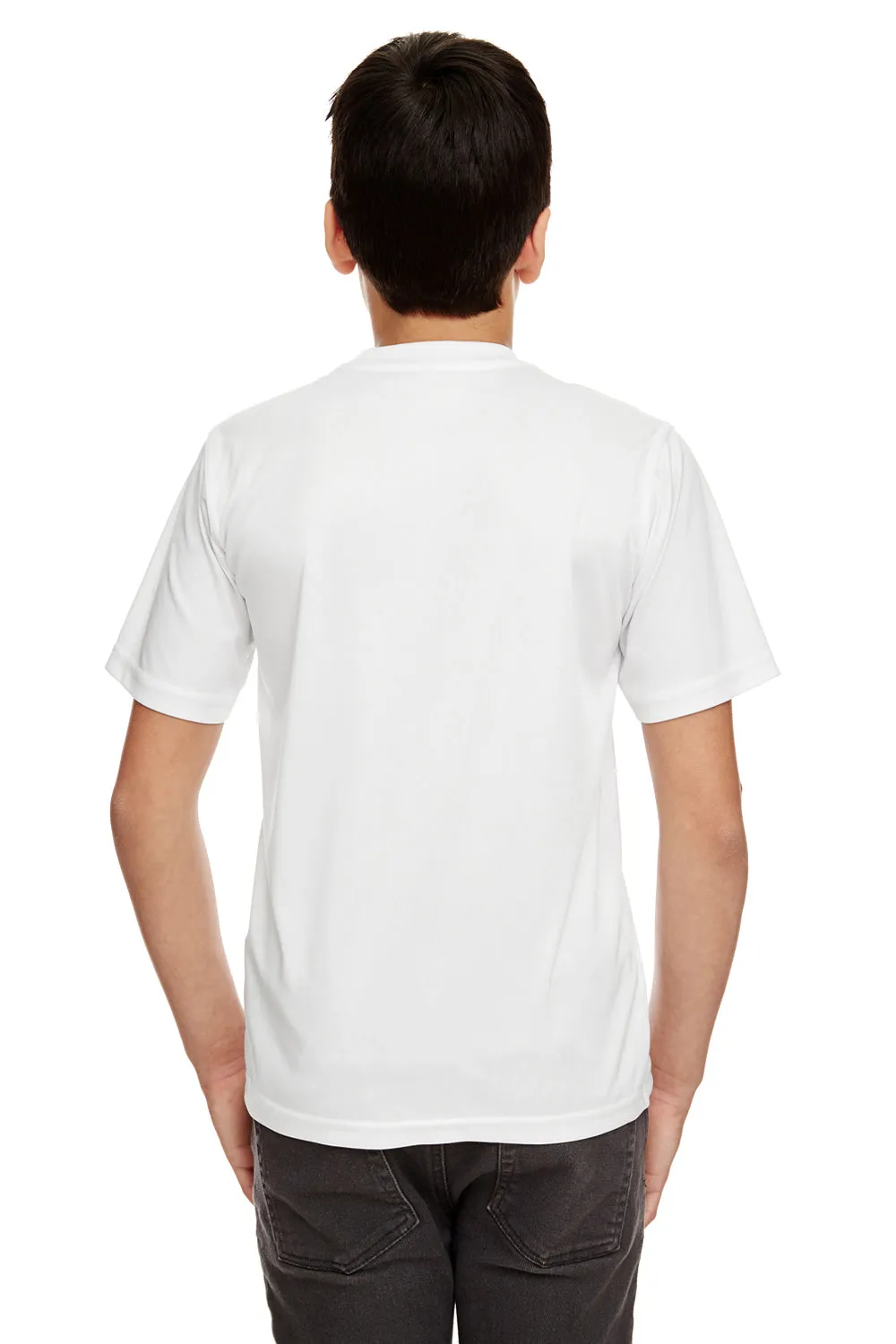 UltraClub Youth Cool & Dry Performance Moisture Wicking Short Sleeve Crewneck T-Shirt - White
