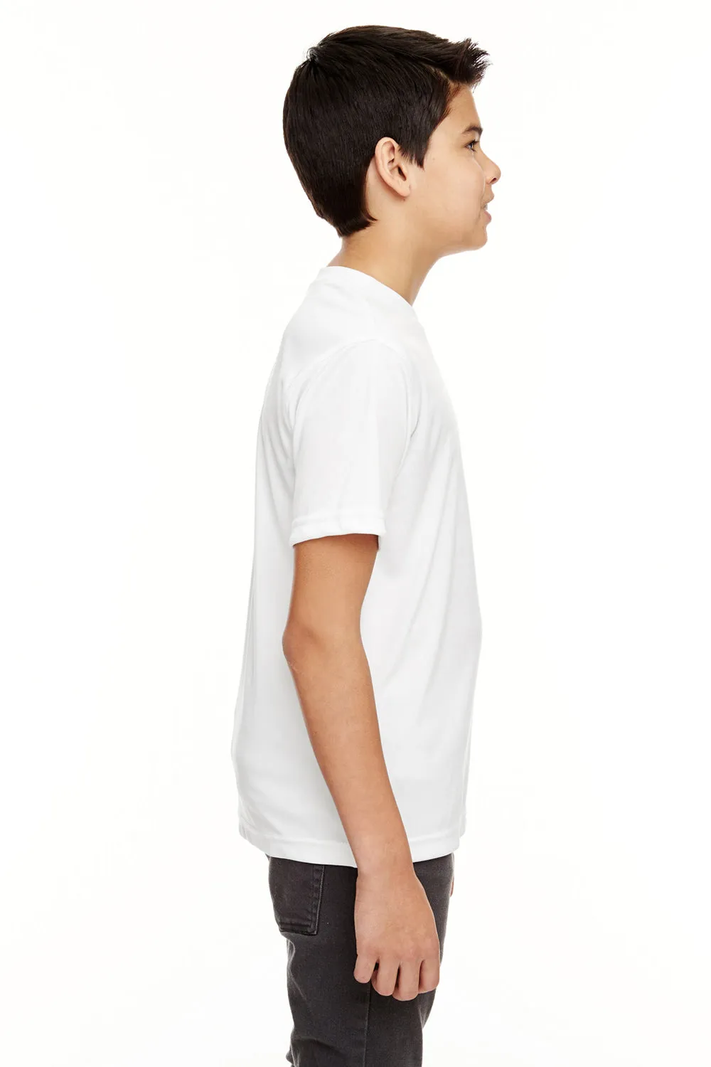 UltraClub Youth Cool & Dry Performance Moisture Wicking Short Sleeve Crewneck T-Shirt - White