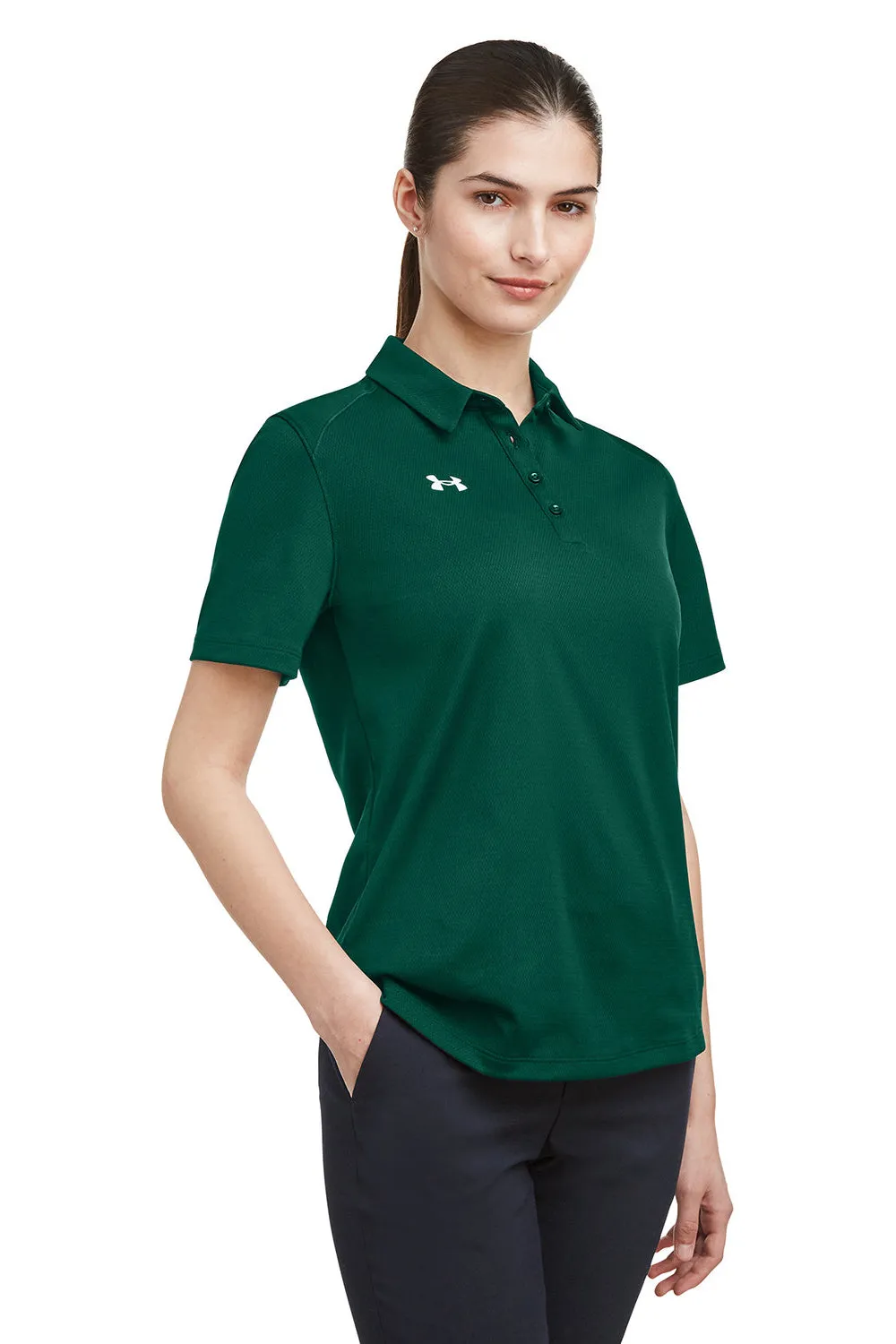 Under Armour Womens Tech Moisture Wicking Short Sleeve Polo Shirt - Forest Green