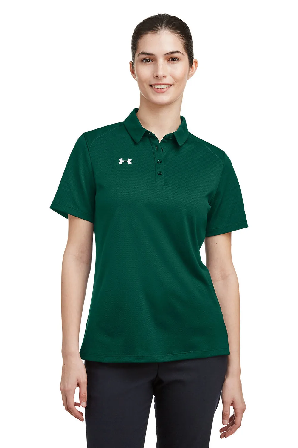 Under Armour Womens Tech Moisture Wicking Short Sleeve Polo Shirt - Forest Green