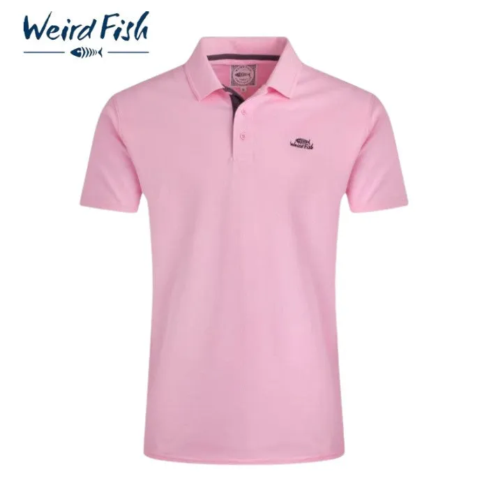 Weird Fish Miles Pique Pink Polo Shirt Pink