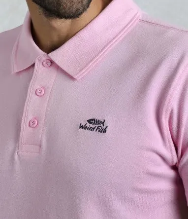 Weird Fish Miles Pique Pink Polo Shirt Pink