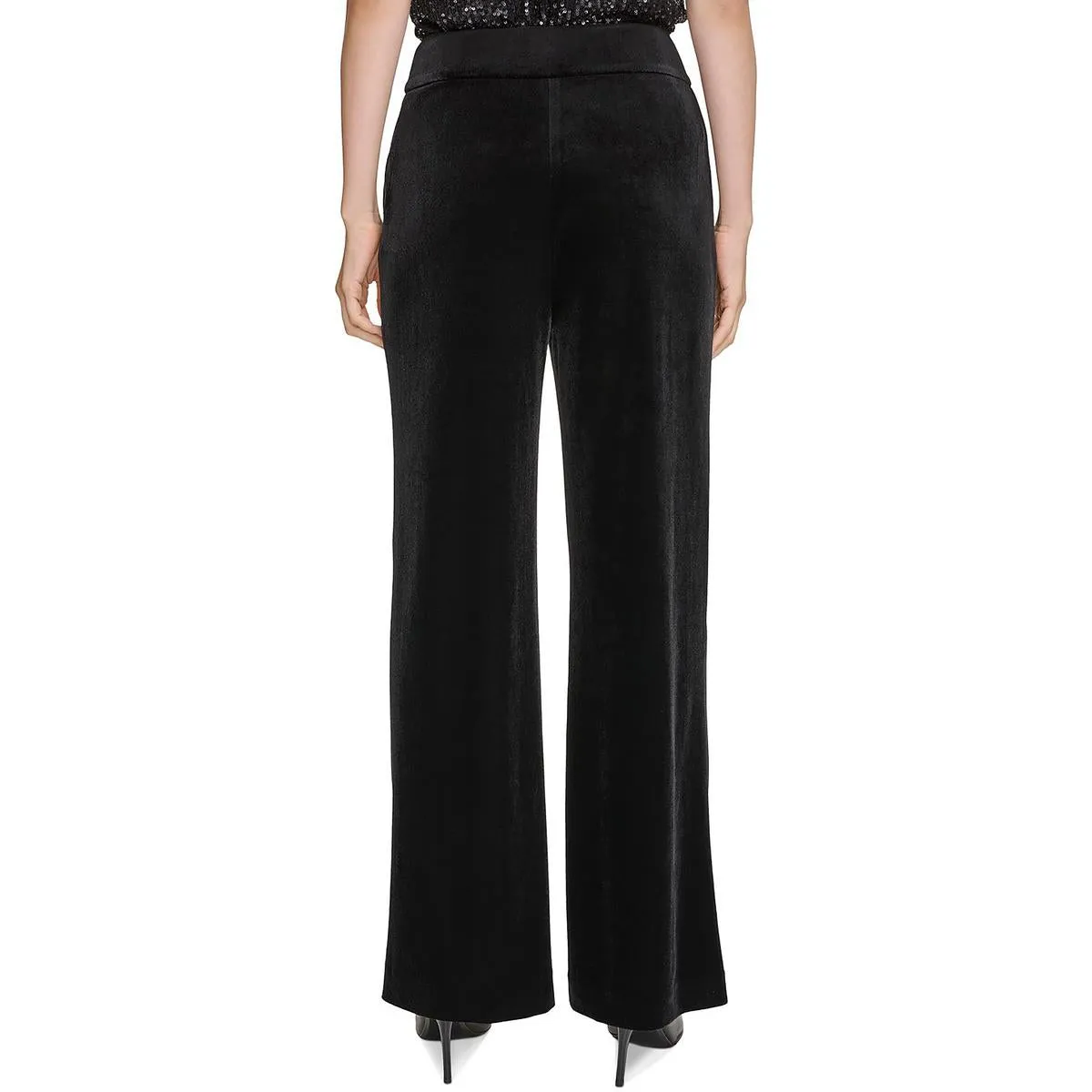 Whitney Womens Velvet High-Rise Wide Leg Pants