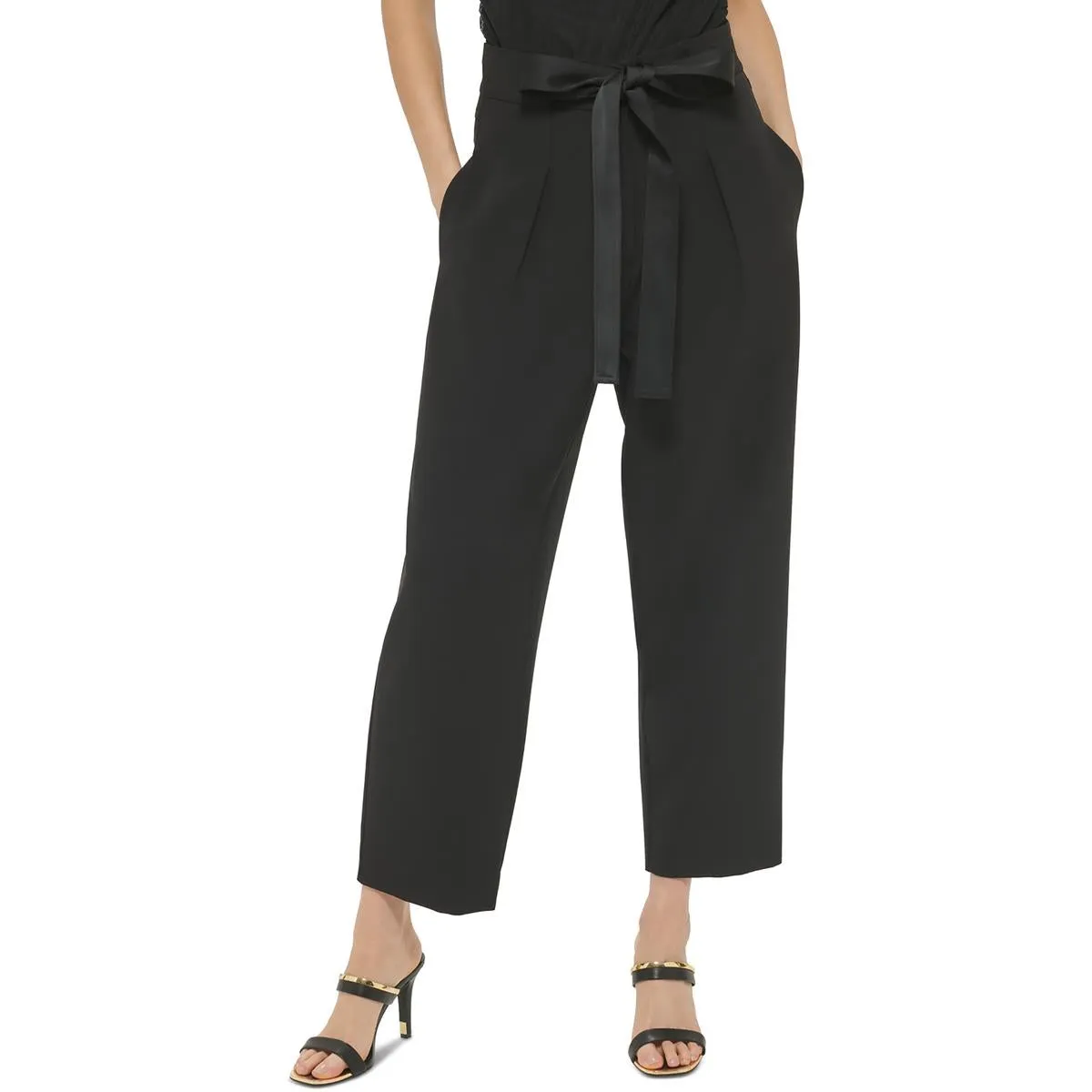 Womens Belted Twill Dress Pants
