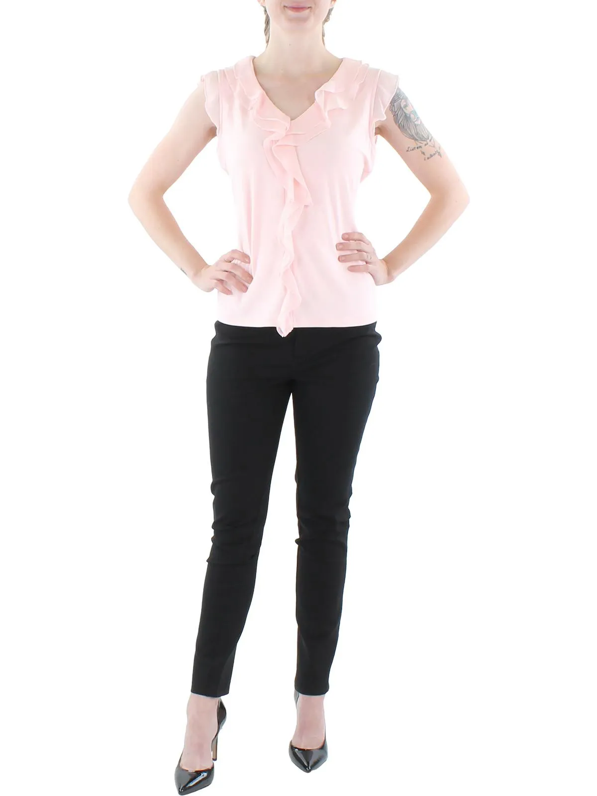 Womens Boat Neck Ribbed Knit T-Shirt