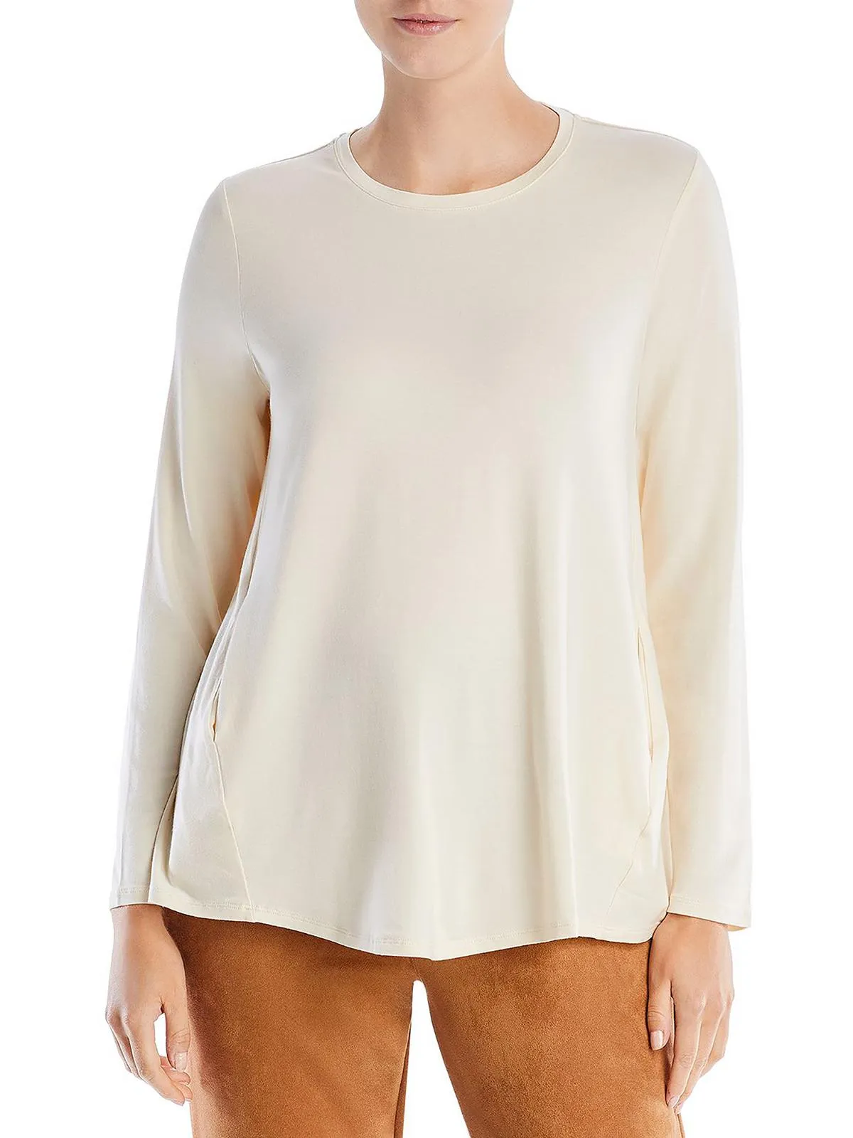 Womens Boat Neck Ribbed Knit T-Shirt
