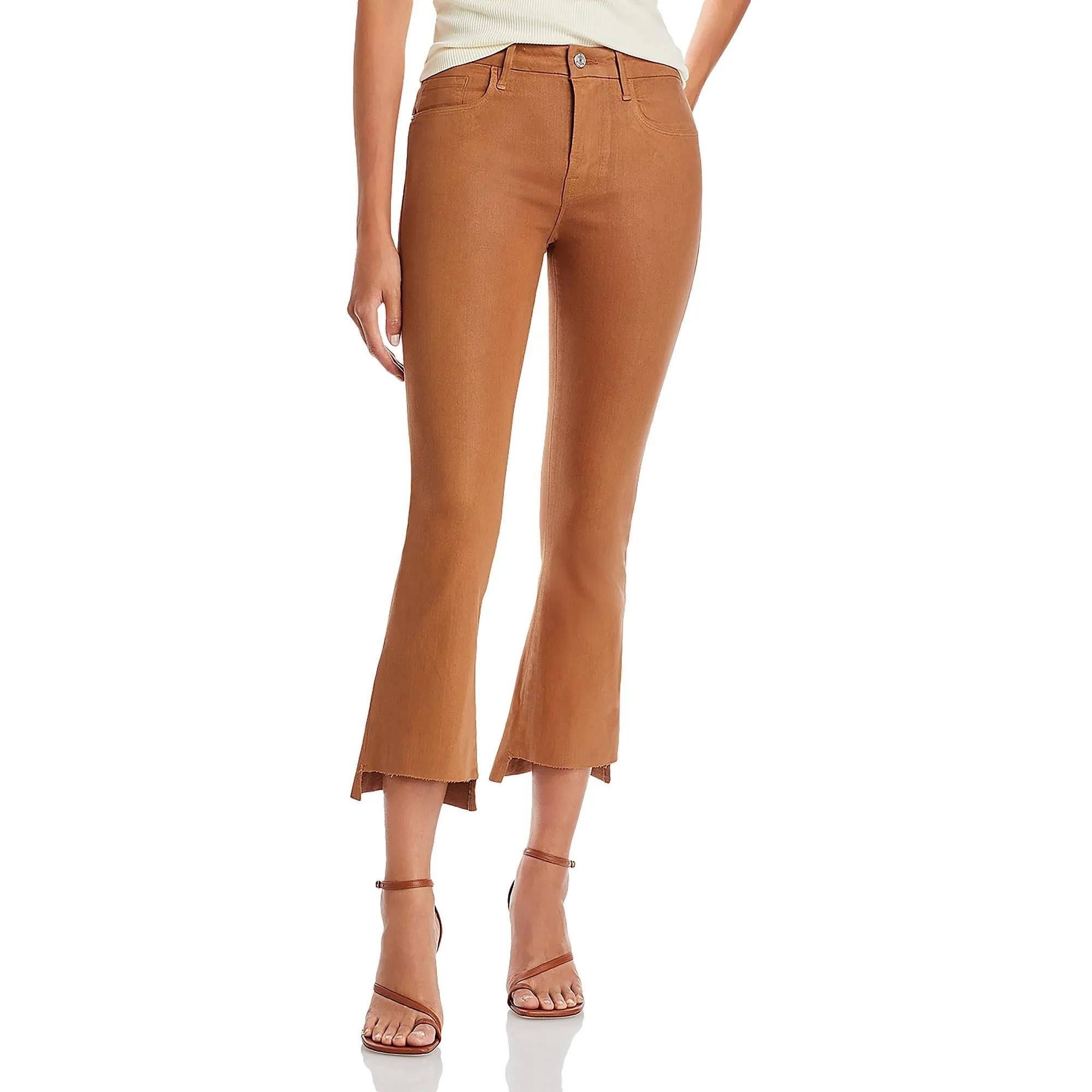 Womens Bootcut Mid-Rise Cropped Pants
