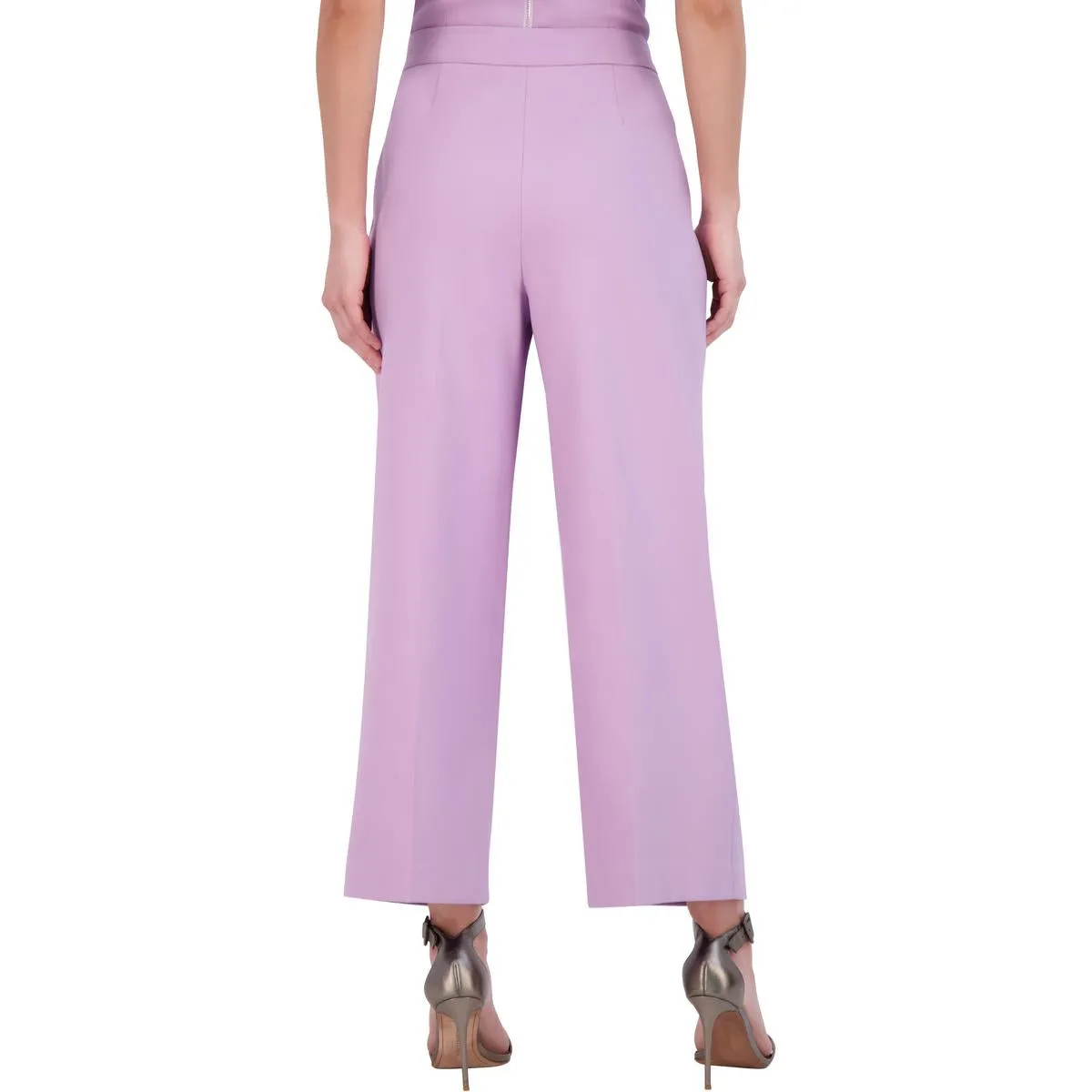 Womens Cotton Blend Pleated Cropped Pants