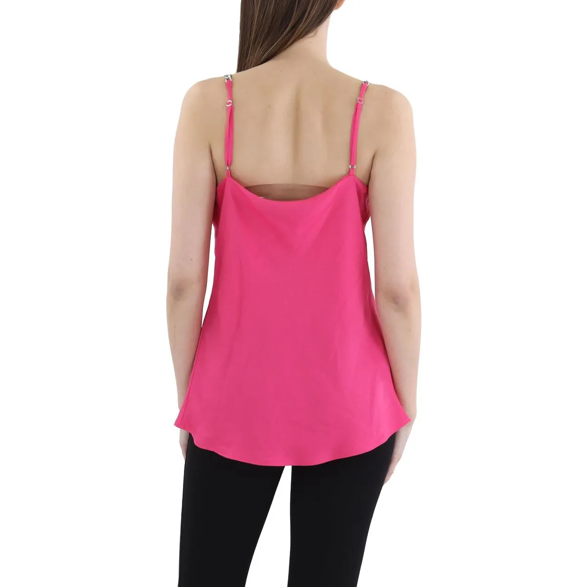 Womens Cowl Neck Embellished Straps Tank Top