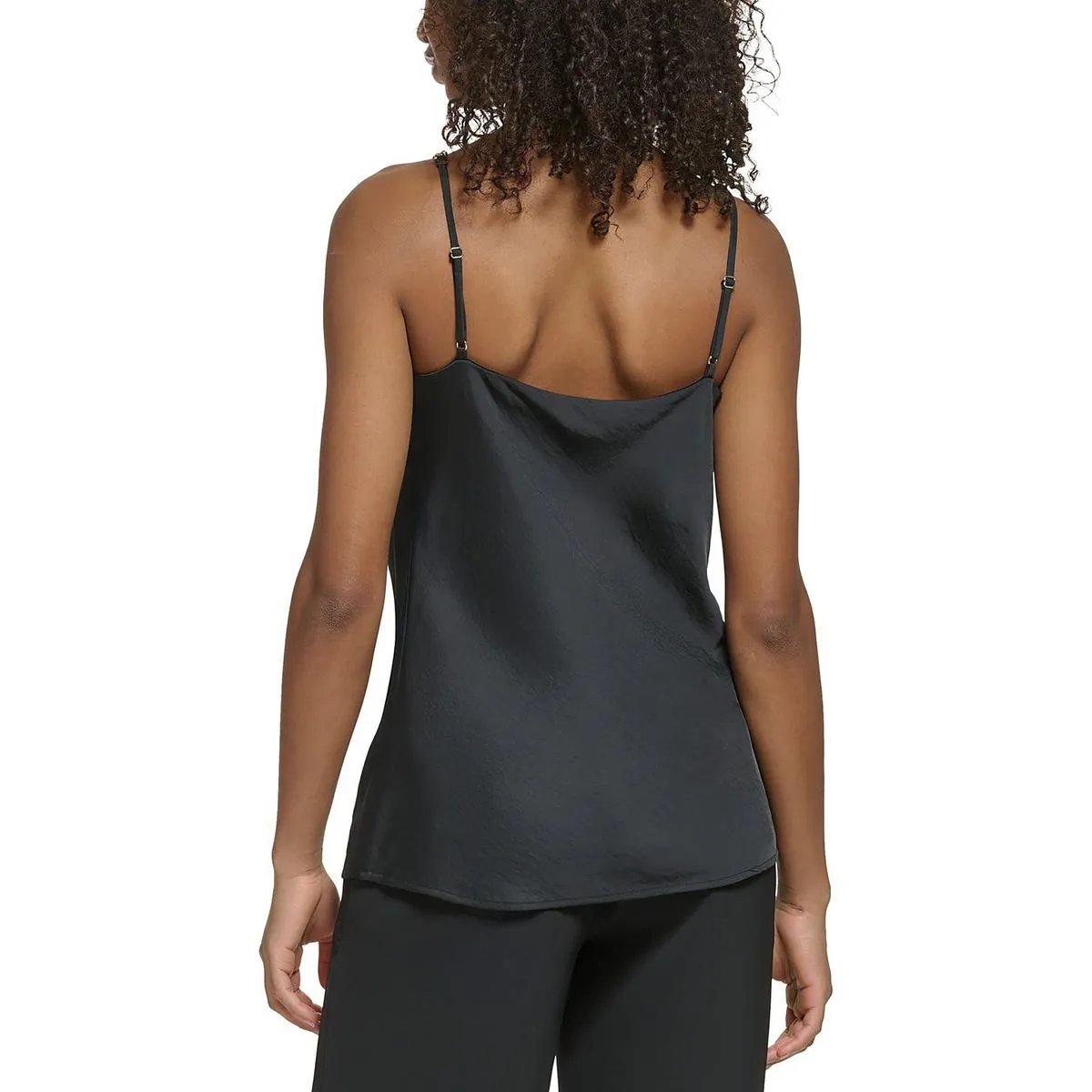 Womens Cowl Neck Embellished Straps Tank Top