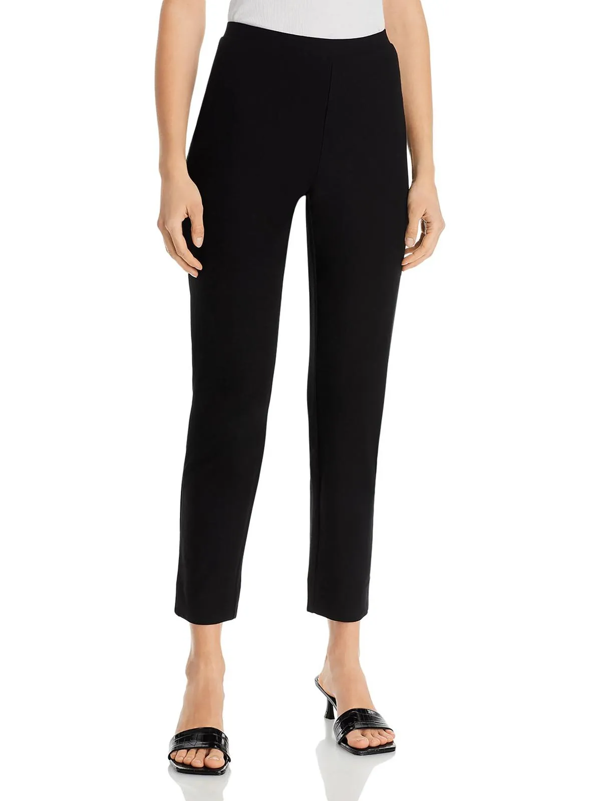 Womens Crepe Stretch Mid-Rise Cropped Pants