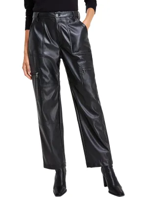 Womens Faux Leather Embossed Cargo Pants
