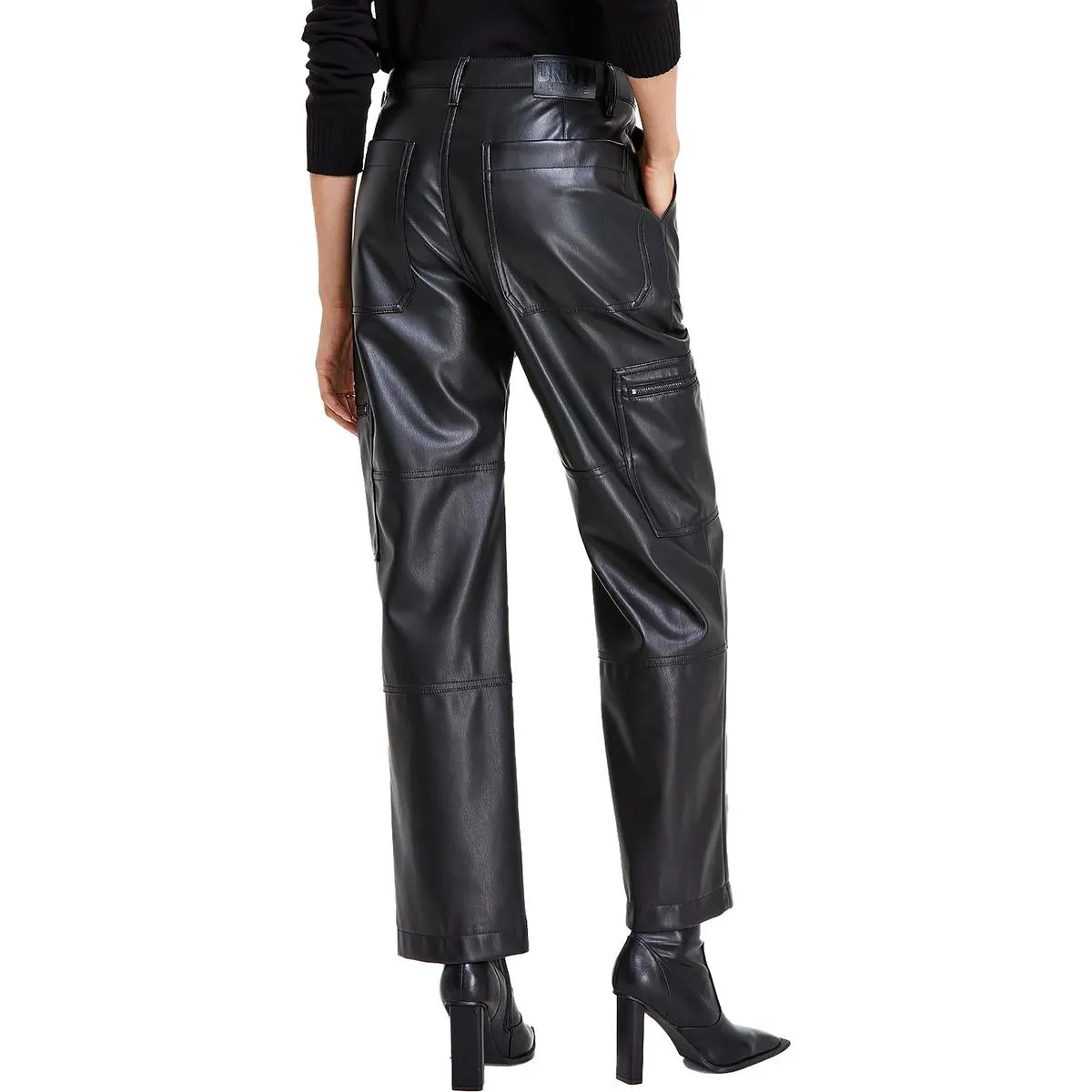 Womens Faux Leather Embossed Cargo Pants