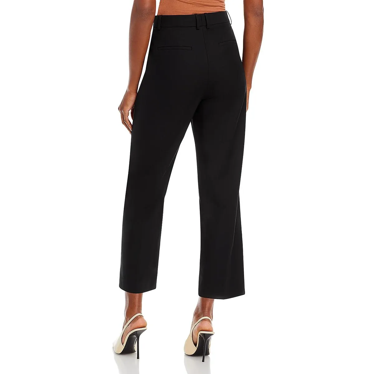 Womens Flare Legs Pleated Cropped Pants